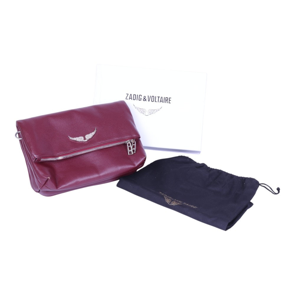 Rocky Grained Leather Schoudertas - Bordeaux
