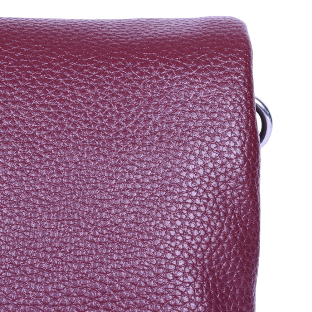 Rocky Grained Leather Schoudertas - Bordeaux