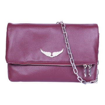 Rocky Grained Leather Schoudertas - Bordeaux