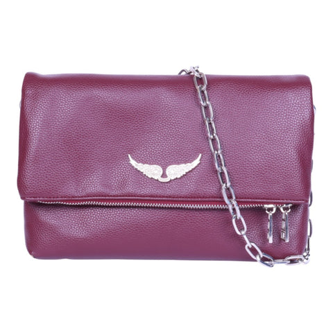 Rocky Grained Leather Schoudertas - Bordeaux