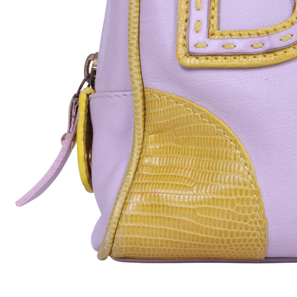 Chain Handle Logo Bag Lila & Geel