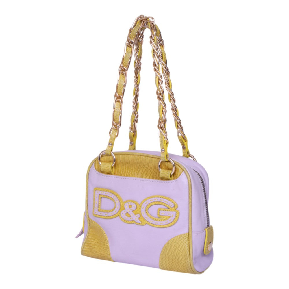 Chain Handle Logo Bag Lila & Geel