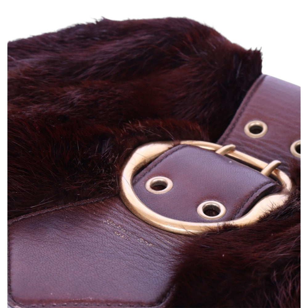 Sac Moscou Schoudertas Bruin Leer met Nertsbont