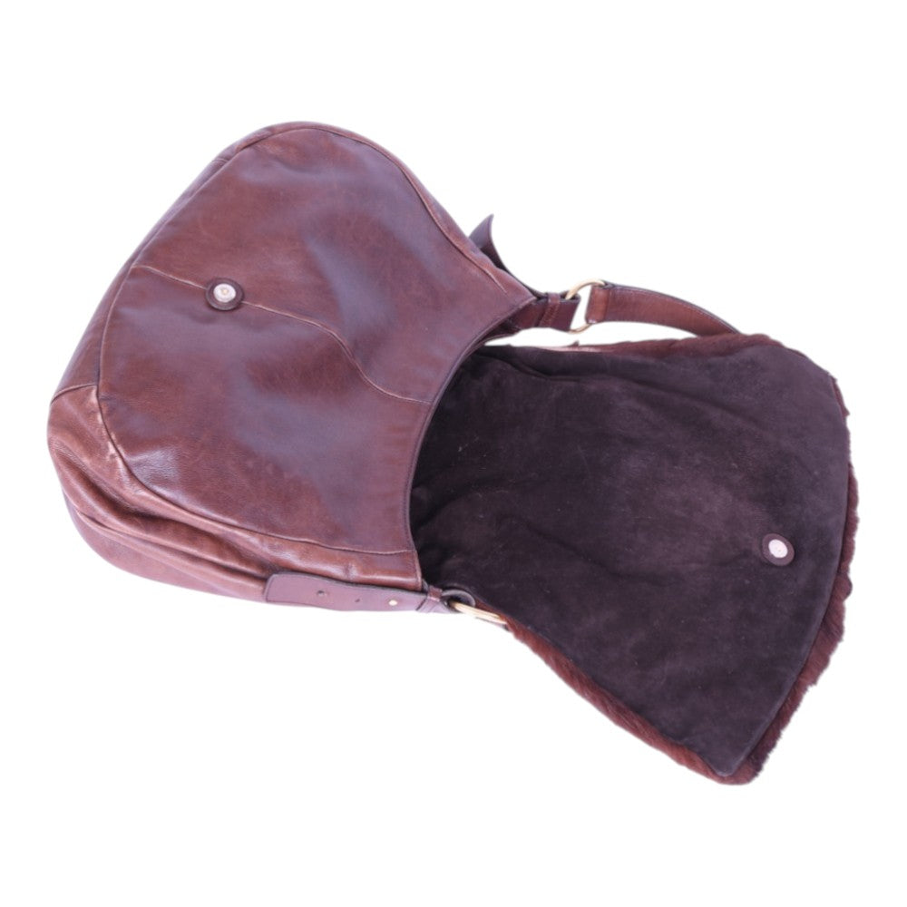Sac Moscou Schoudertas Bruin Leer met Nertsbont