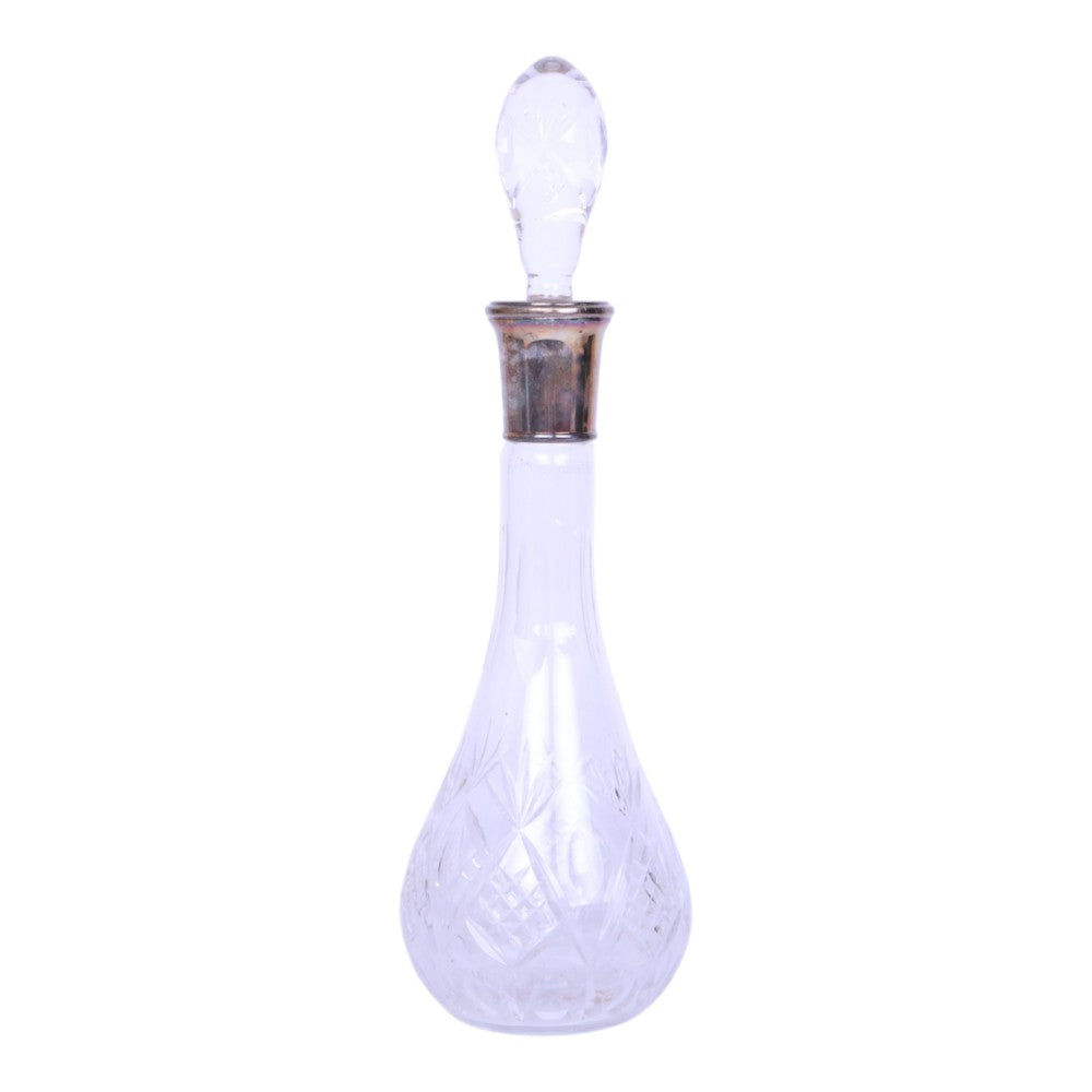 Geslepen Kristallen Karaf met Zilveren Halsmontuur