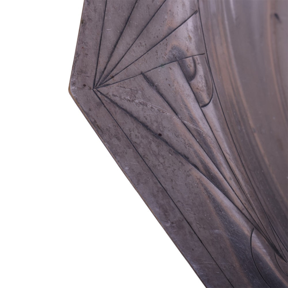 Art Deco Octagonale Schaal - Verzilverd Metaal - Waaiermotief - 37 cm