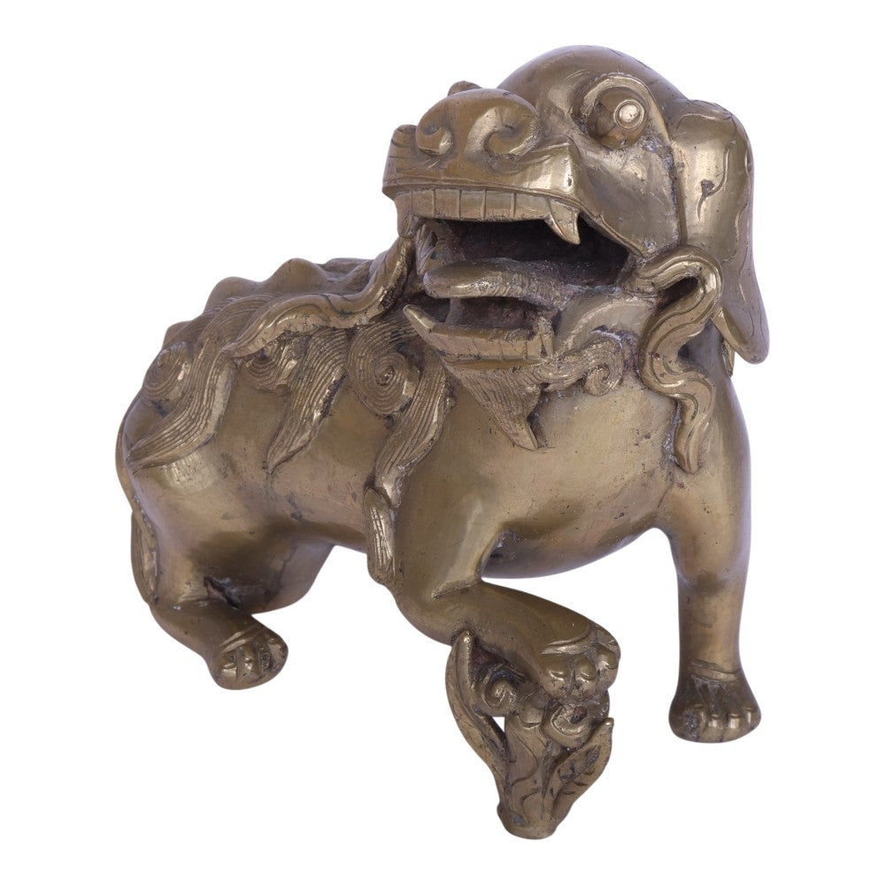 Chinese Wachtleeuw met Welp - Messing Foo Dog