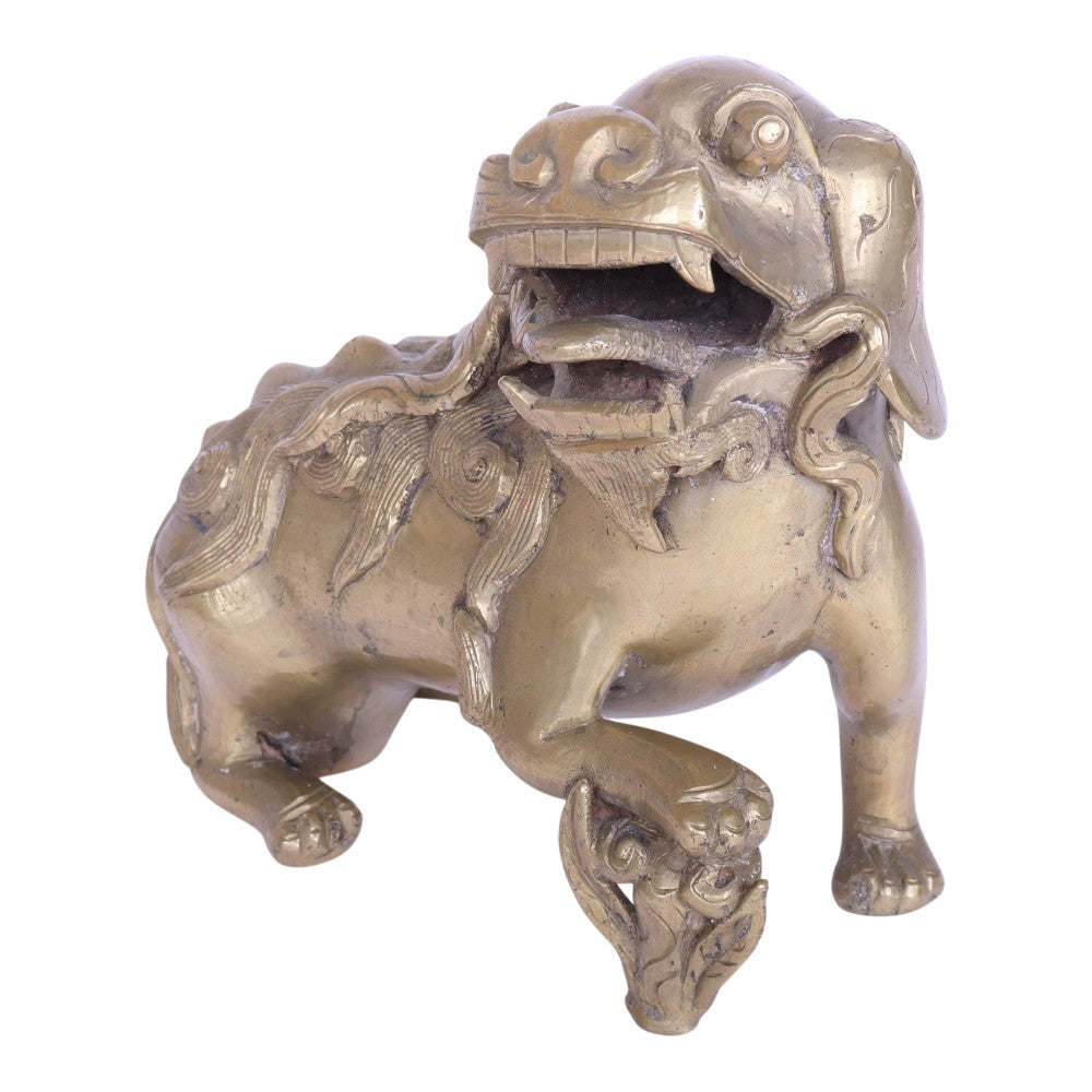 Chinese Wachtleeuw met Welp - Messing Foo Dog