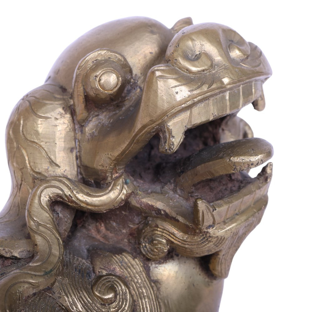 Chinese Wachtleeuw met Welp - Messing Foo Dog