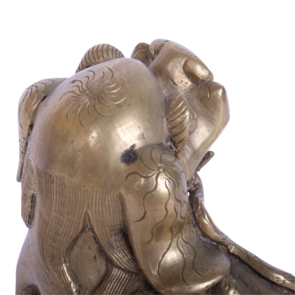 Chinese Wachtleeuw met Welp - Messing Foo Dog