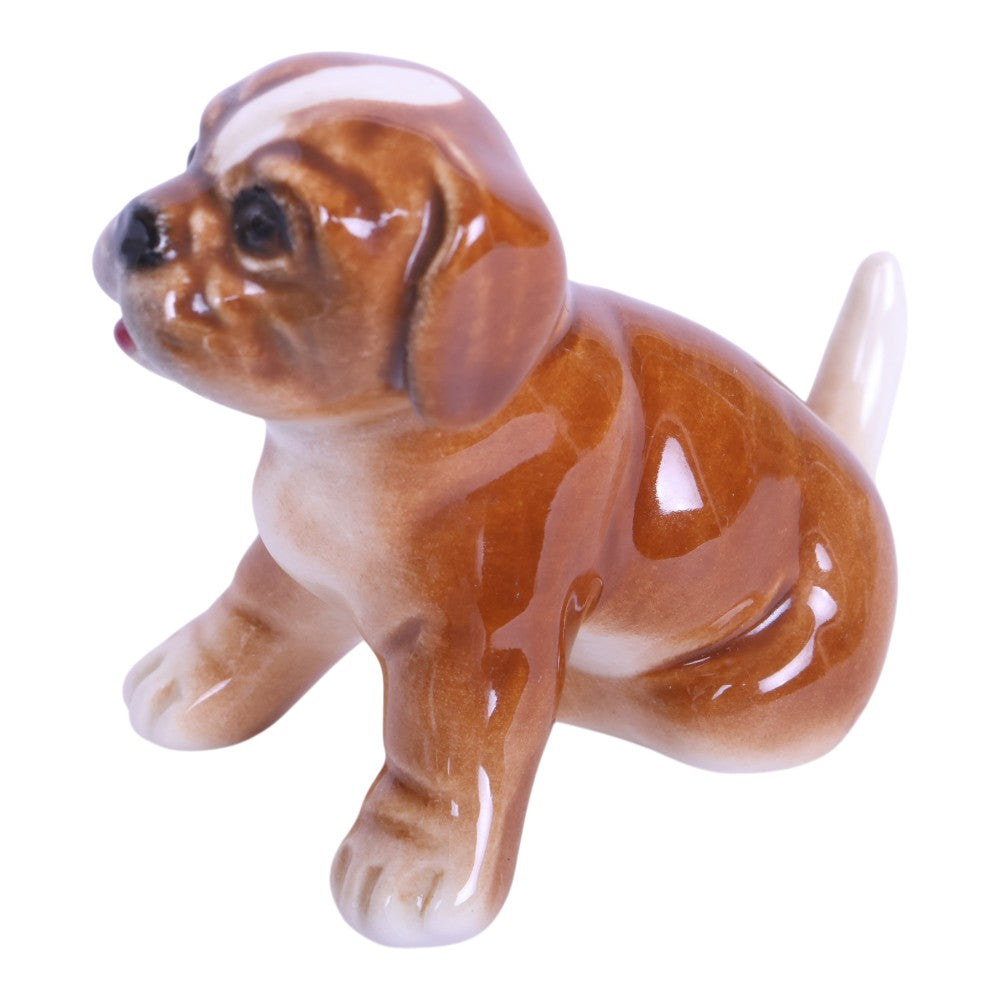 Zittende Boxer Pup Beeldje - Porselein West-Germany