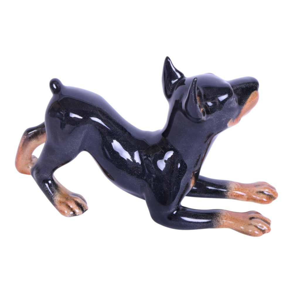 Spelende Doberman Pinscher Beeldje - Porselein West-Germany