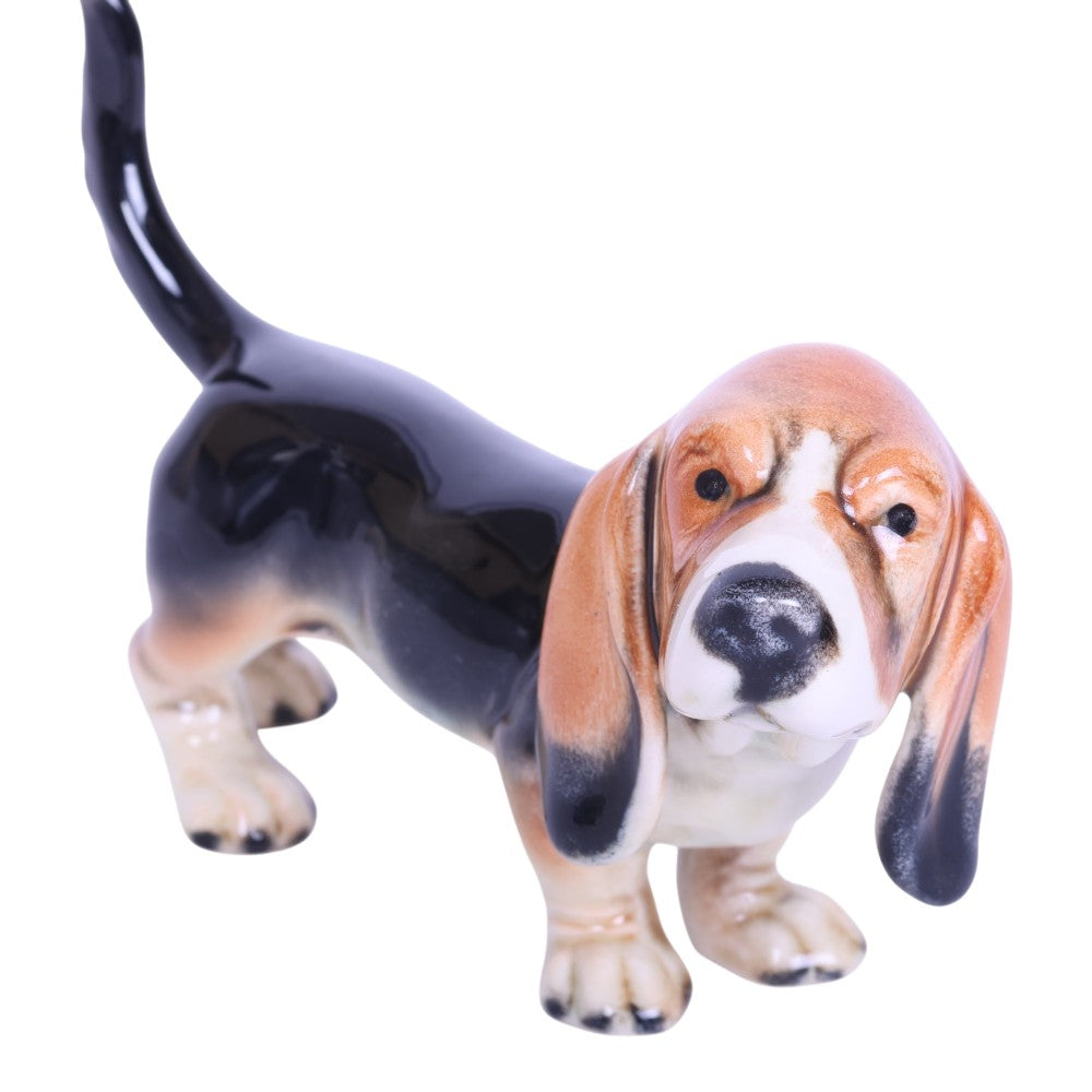 Staande Basset Hound Beeldje - Porselein West-Germany