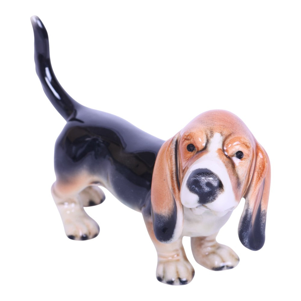 Staande Basset Hound Beeldje - Porselein West-Germany