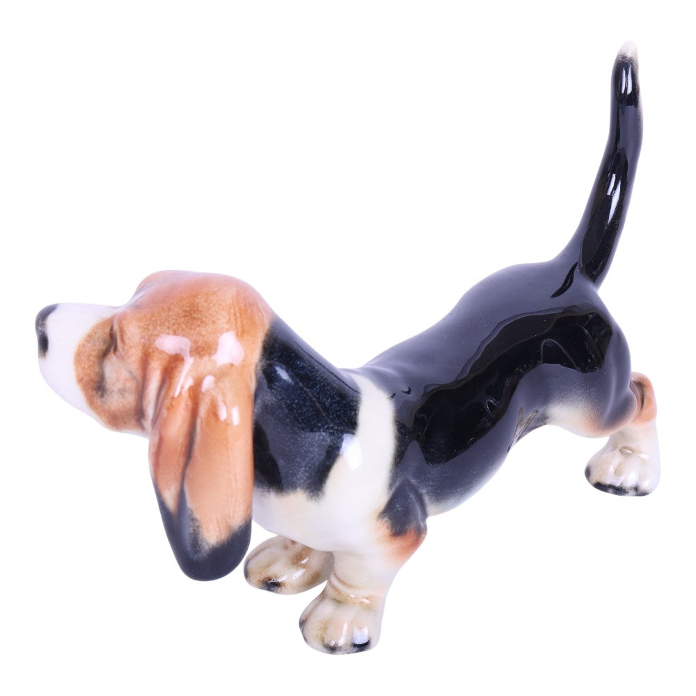 Staande Basset Hound Beeldje - Porselein West-Germany
