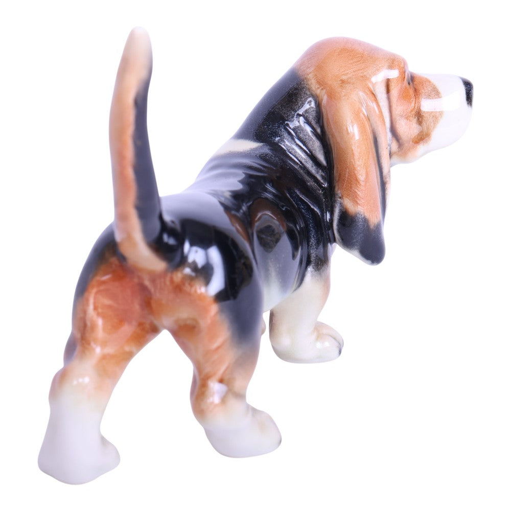 Staande Basset Hound Beeldje - Porselein West-Germany