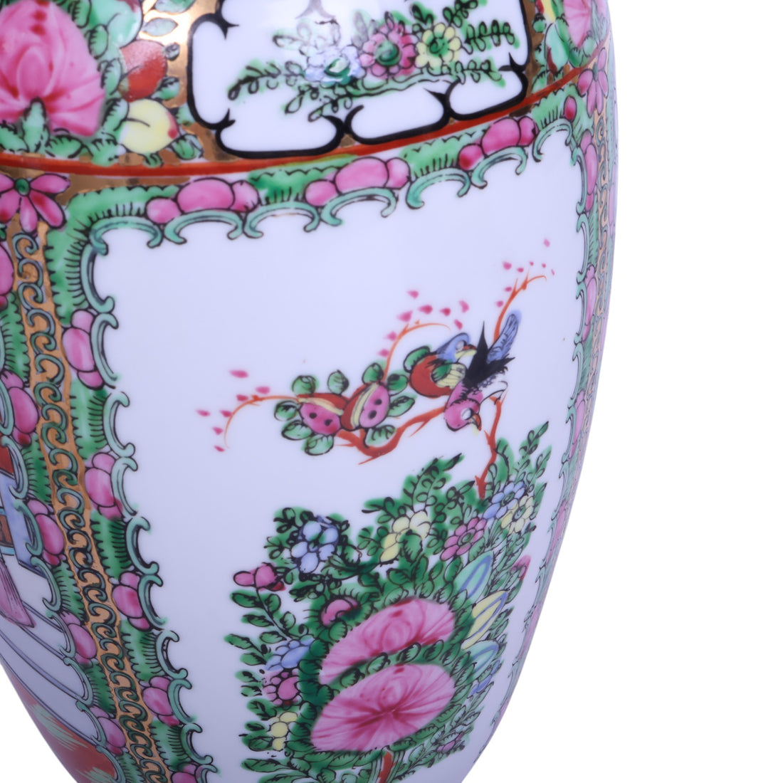 Chinese Porseleinen Vaas - Famille Rose Canton - Hofdames en Vogels