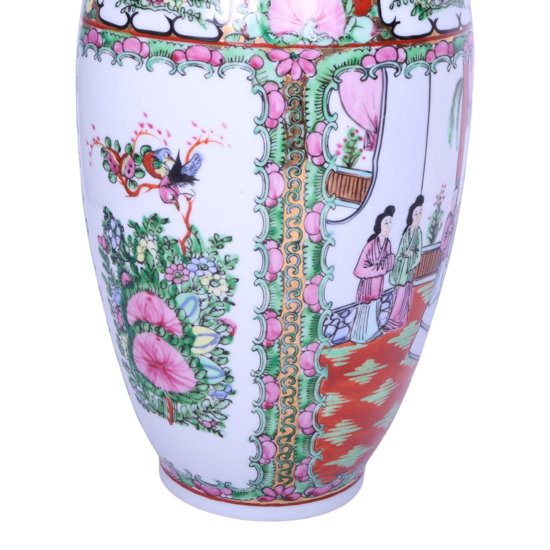 Chinese Porseleinen Vaas - Famille Rose Canton - Hofdames en Vogels