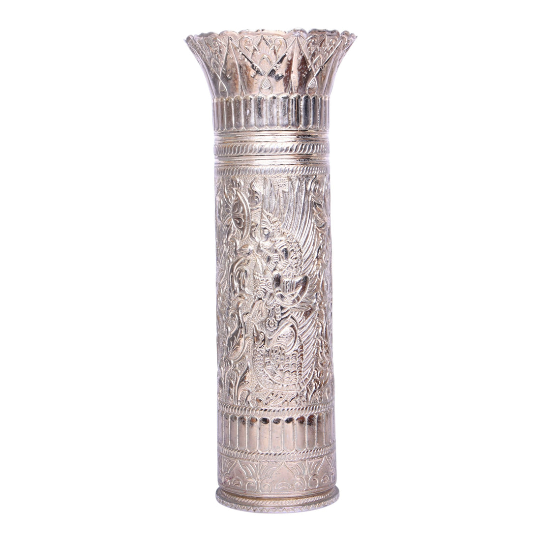 Messing Cilindervaas met Barong-figuur - Balinese Stijl