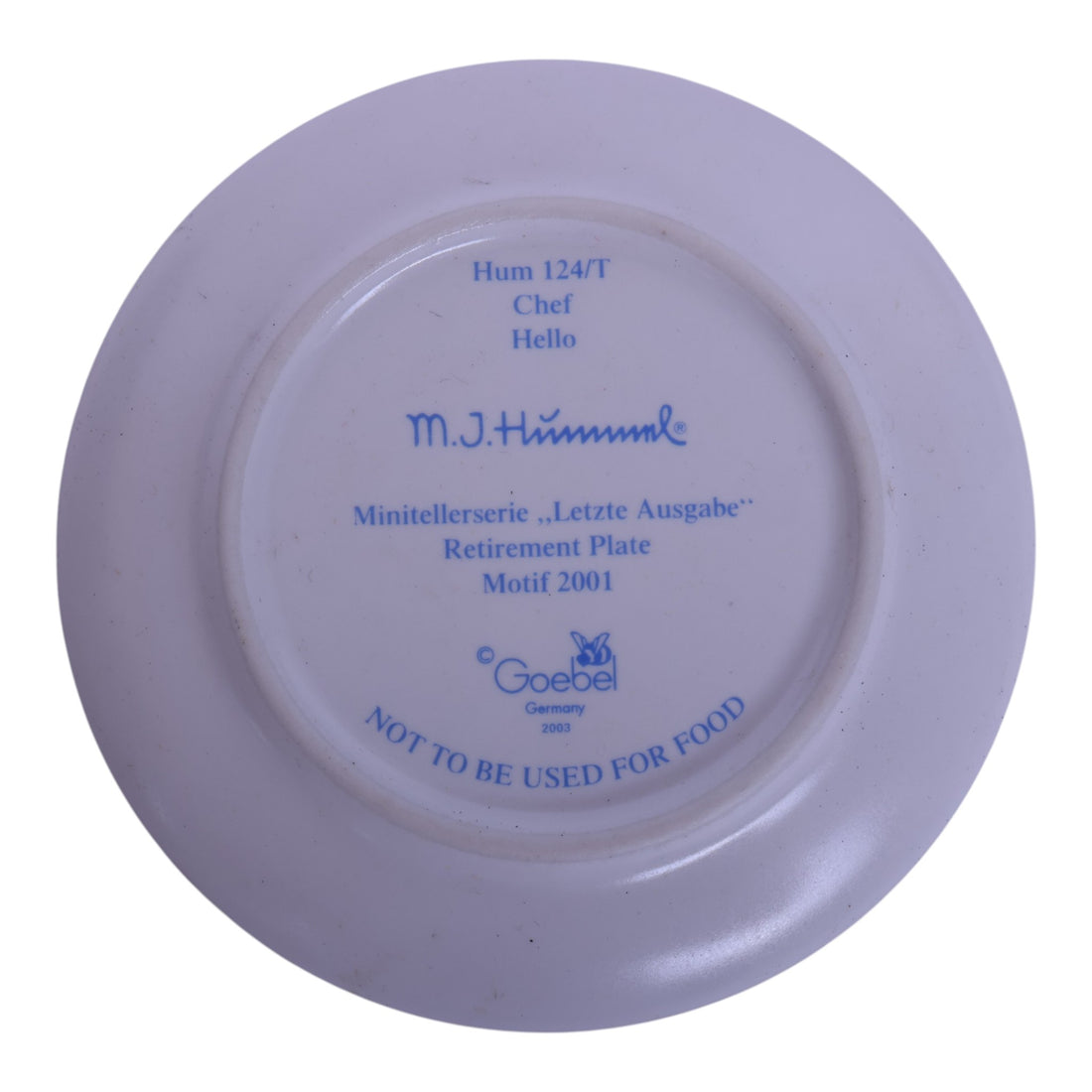 Miniteller Hello - Chef - Hum 124/T - Retirement Plate (Motief 2001)