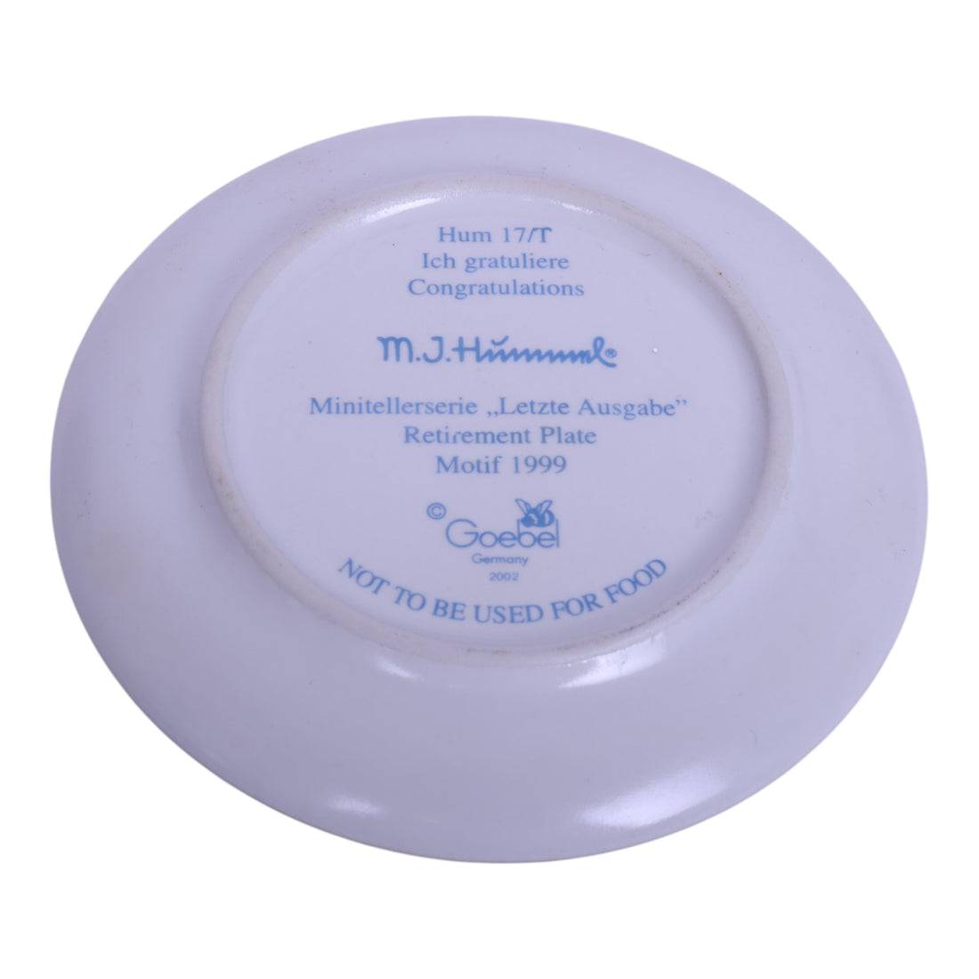 Miniteller Congratulations - Herzlichen Glueckwunsch - Hum 17/T - Retirement Plate