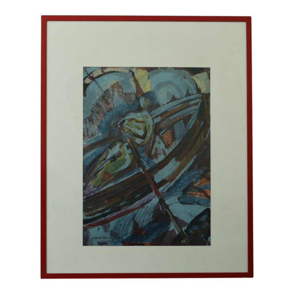 Roeier - Expressionistisch - Olieverf op Papier