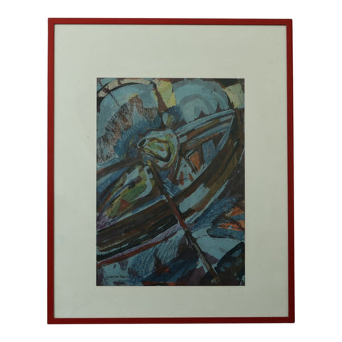 Roeier - Expressionistisch - Olieverf op Papier