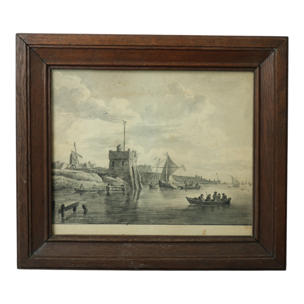 Gravure Kasteel Blankenburg aan de Kust van Vlaanderen - Thomas Major naar Van Goyen
