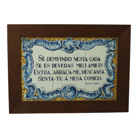 Portugees Azulejo Tegeltableau - Welkomstgedicht Eugénio de Castro