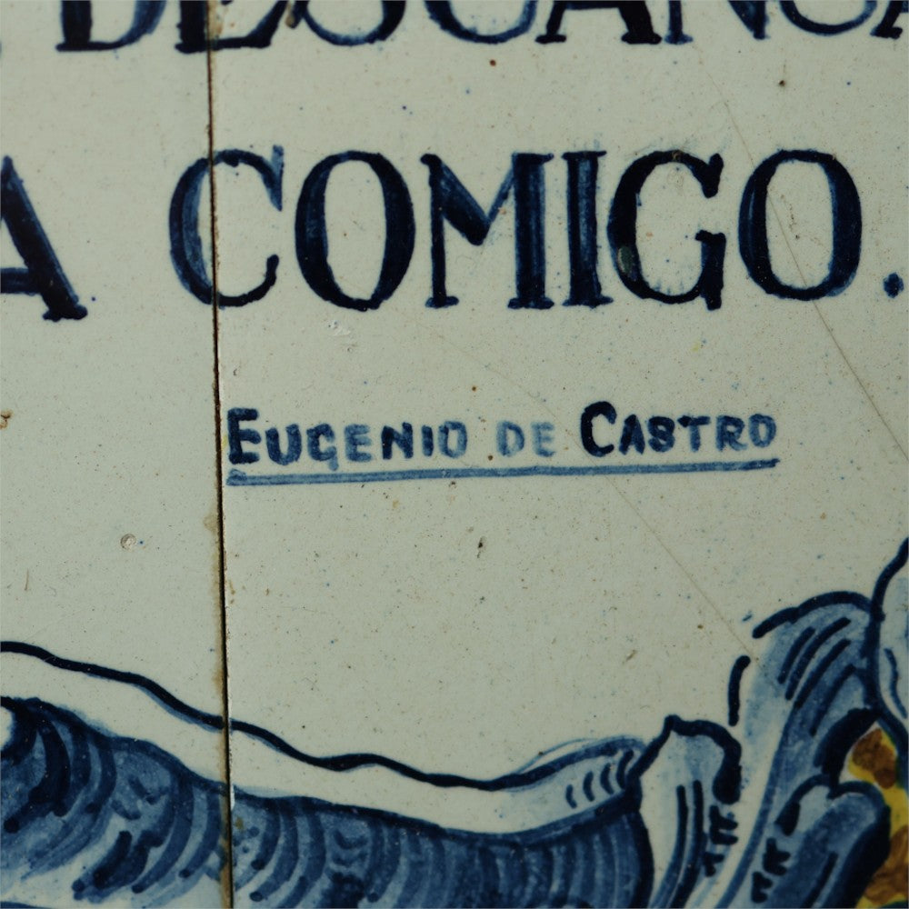 Portugees Azulejo Tegeltableau - Welkomstgedicht Eugénio de Castro
