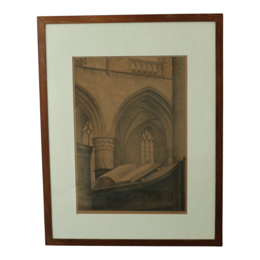 Tekening Kerkinterieur 'Het cardinale punt' - Jan Visser