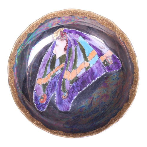 Handgeschilderde Lusterschaal - Art-Nouveau Dame met Sluier (1998)