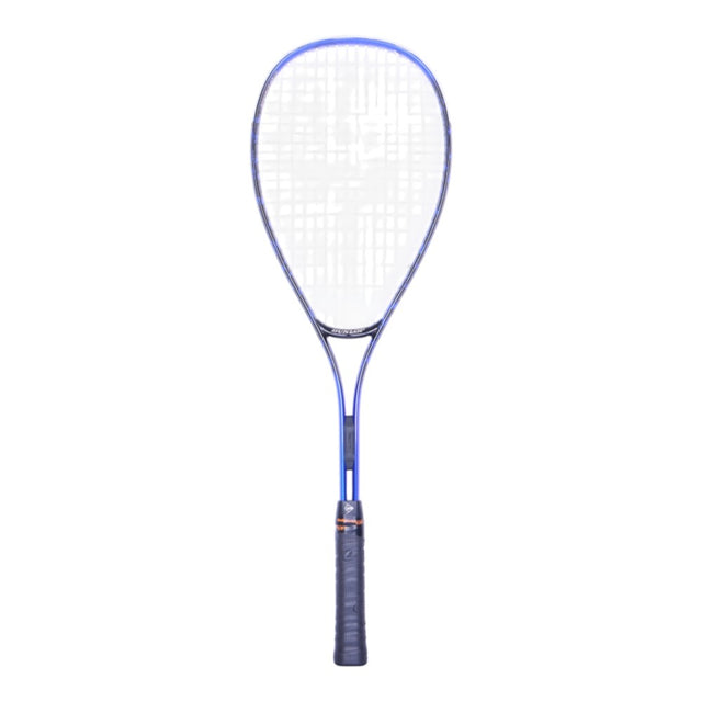Dunlop Power Master 440 squashracket, blauw met zwart, heel racket van voren, tweedehands
