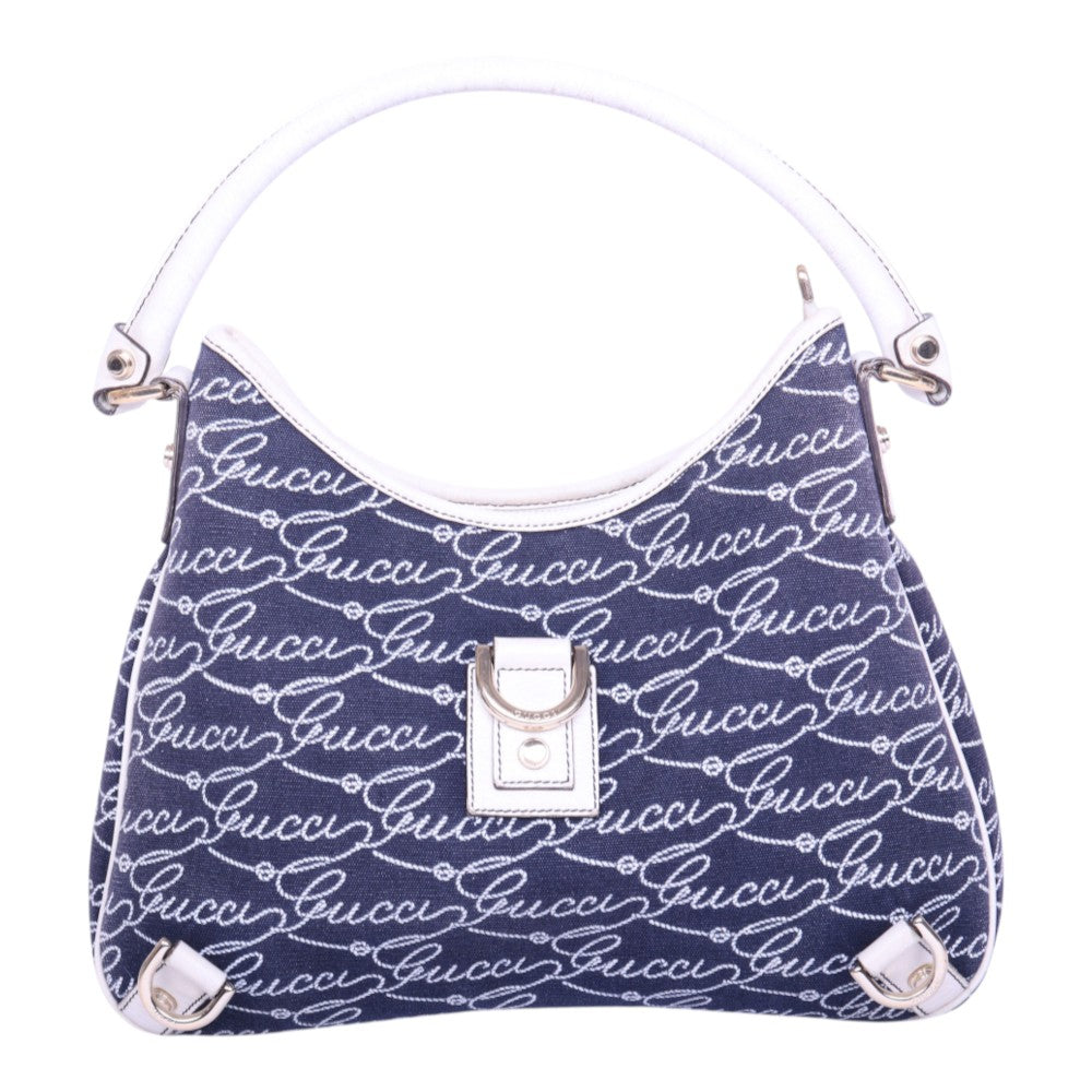 Abbey D-Ring Hobo Script Canvas Blauw