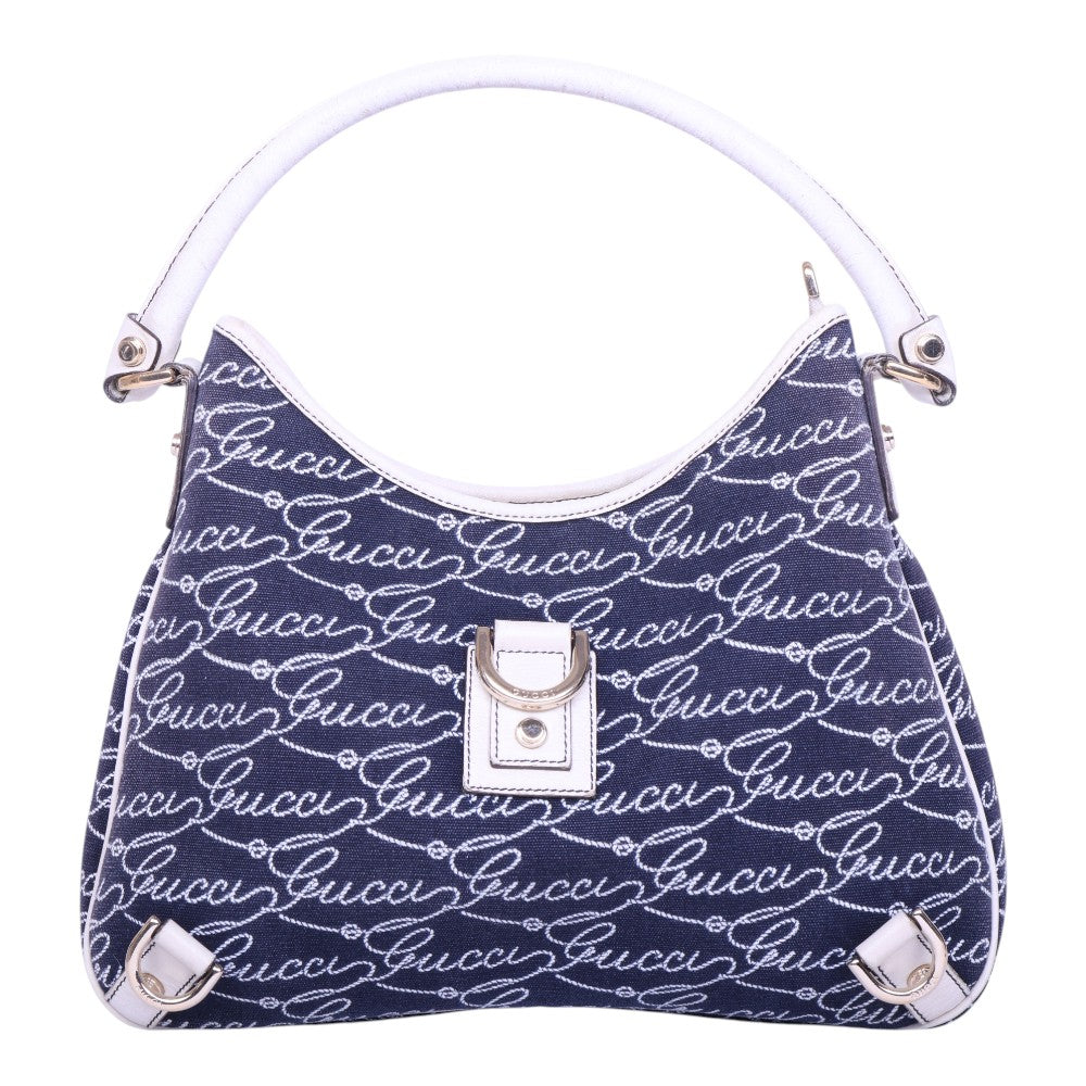 Abbey D-Ring Hobo Script Canvas Blauw