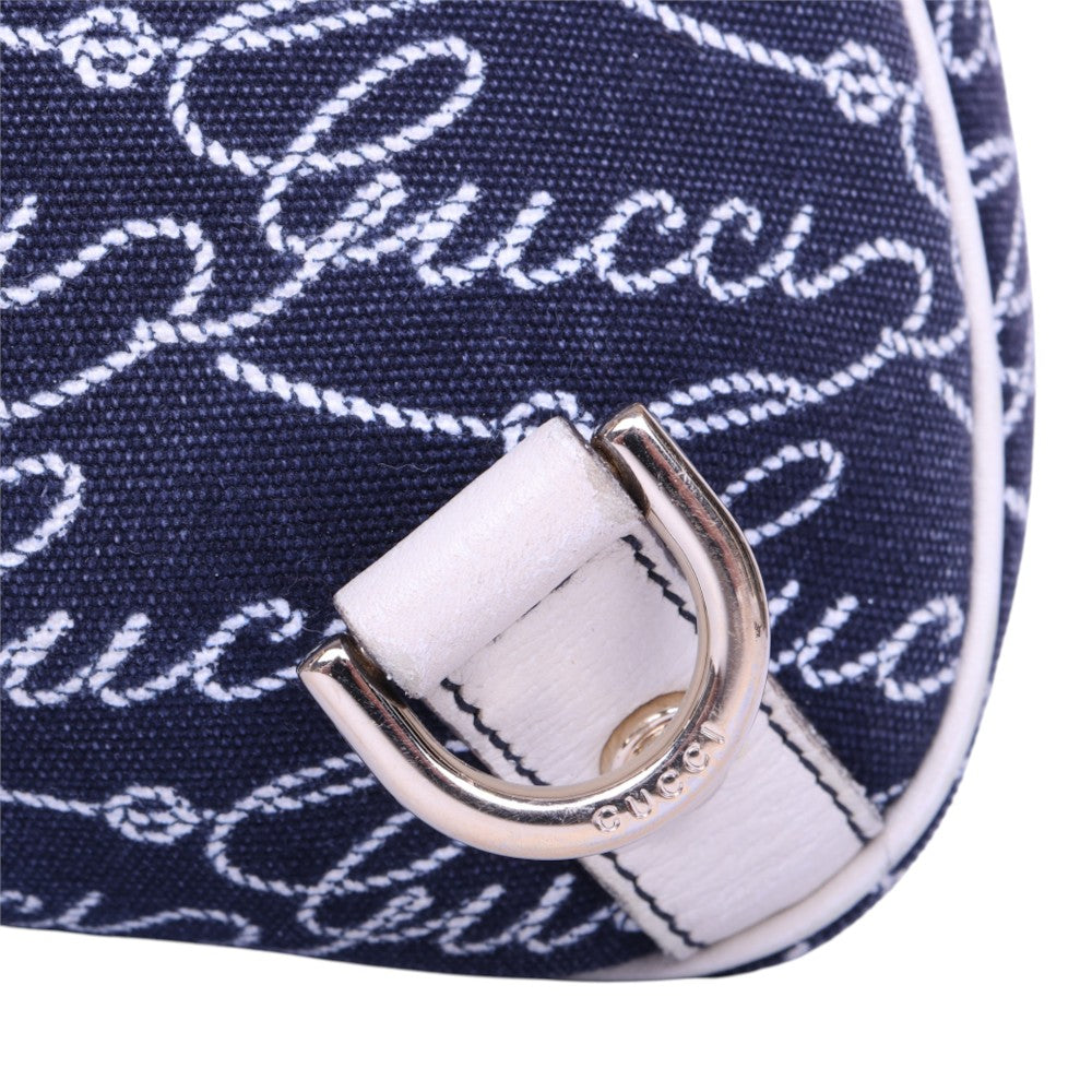 Abbey D-Ring Hobo Script Canvas Blauw