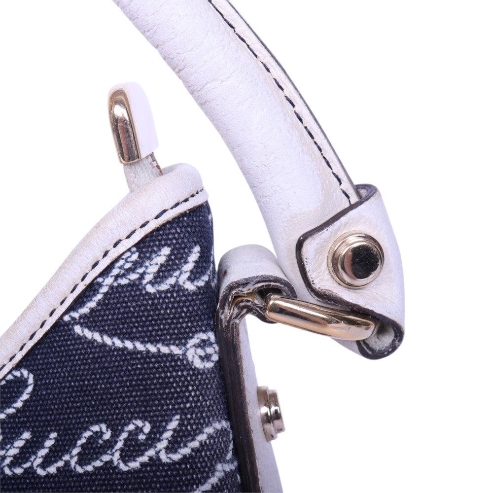 Abbey D-Ring Hobo Script Canvas Blauw