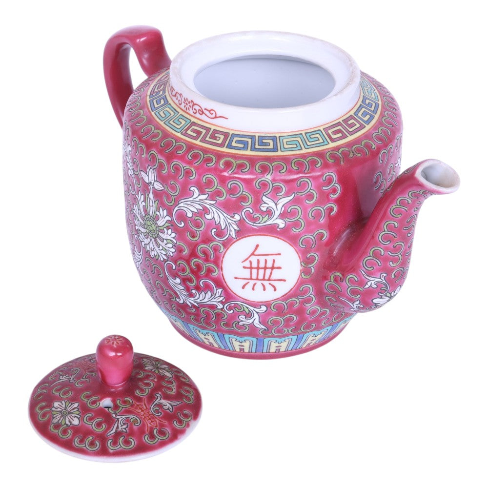 Famille Rose Theepot - Wan Shou Wu Jiang (Roze Longevity)