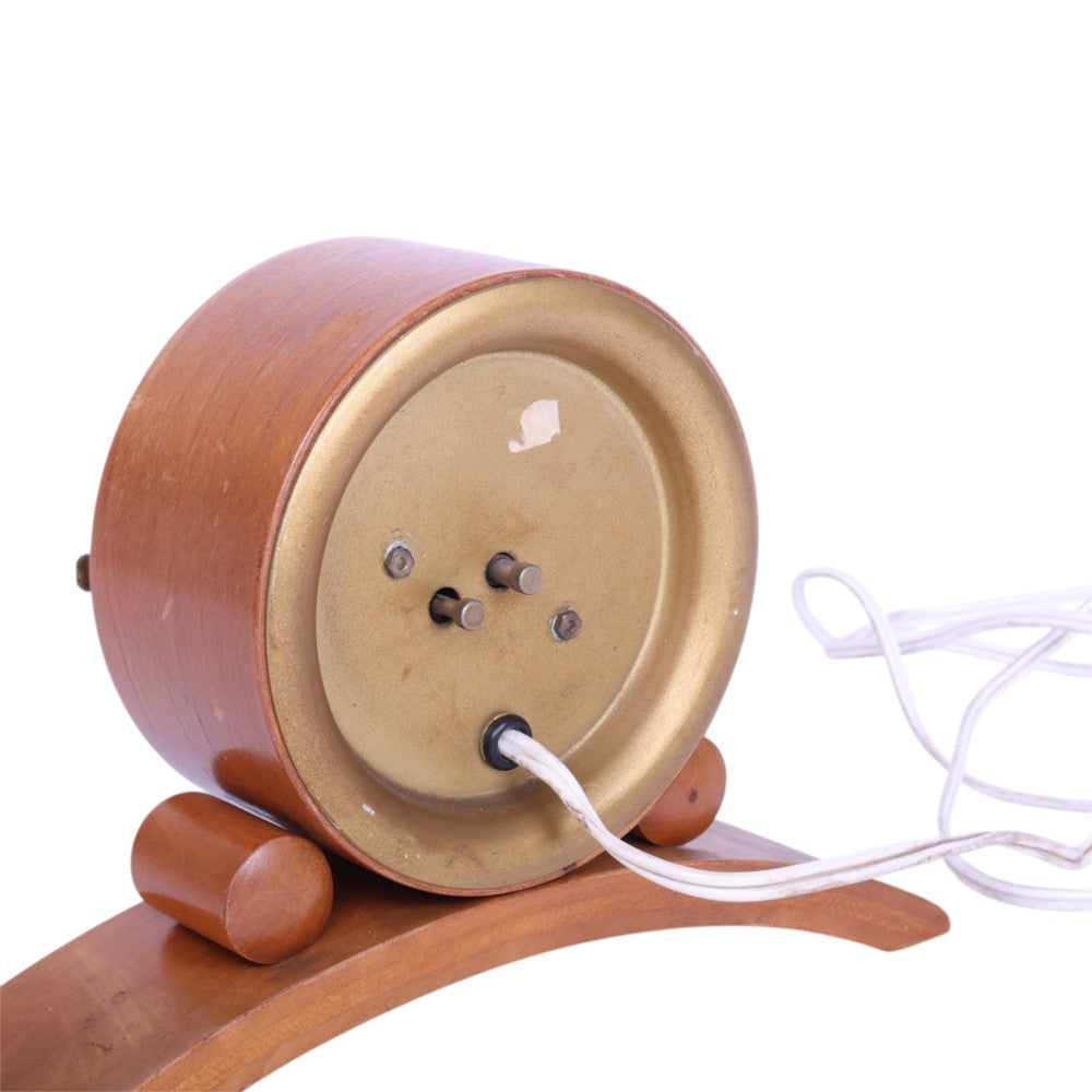 Houten Elektrische Schoorsteenklok op Gebogen Voet - Mid-Century