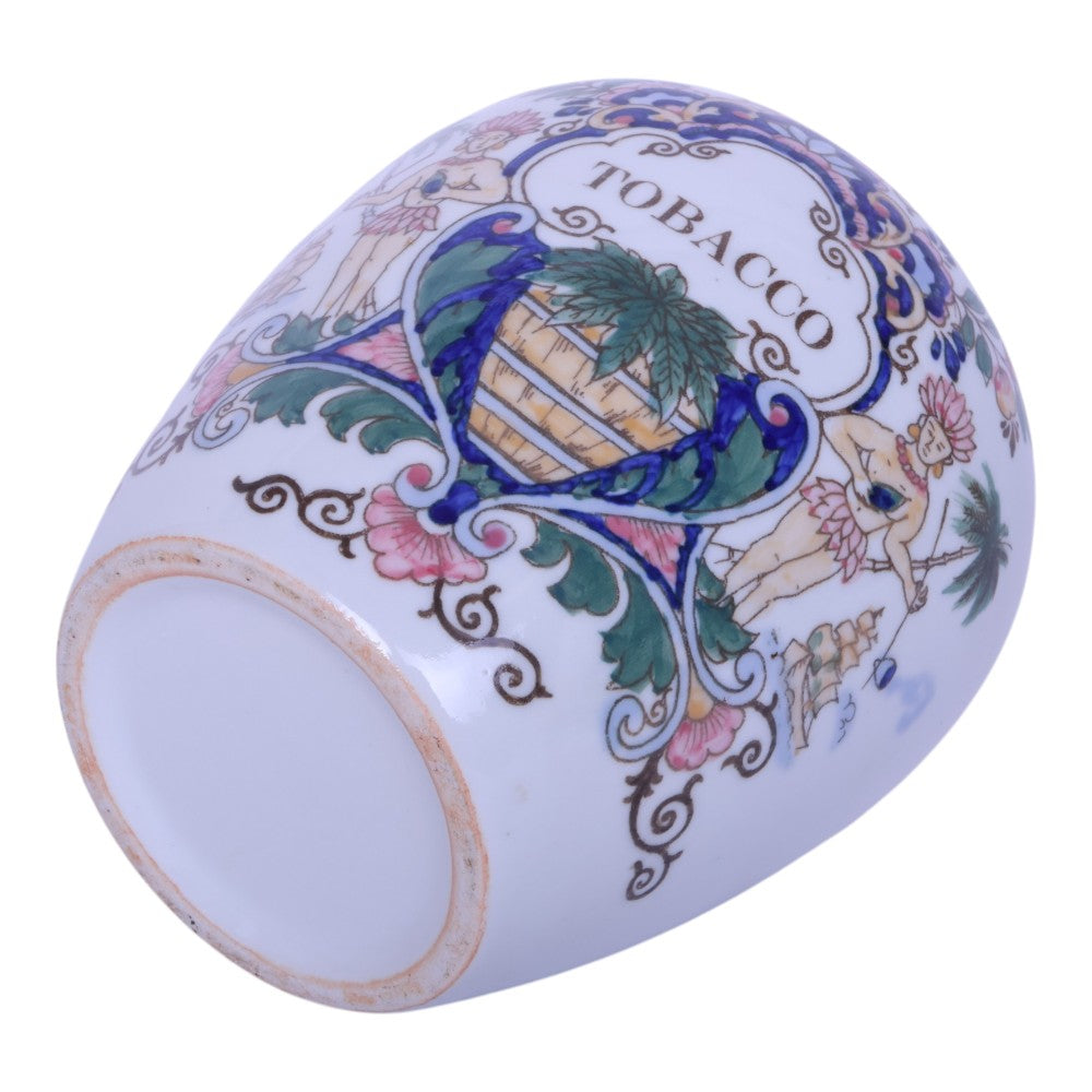 Delfts Polychrome Tabakspot - TOBACCO - Indianen & Zeilschepen