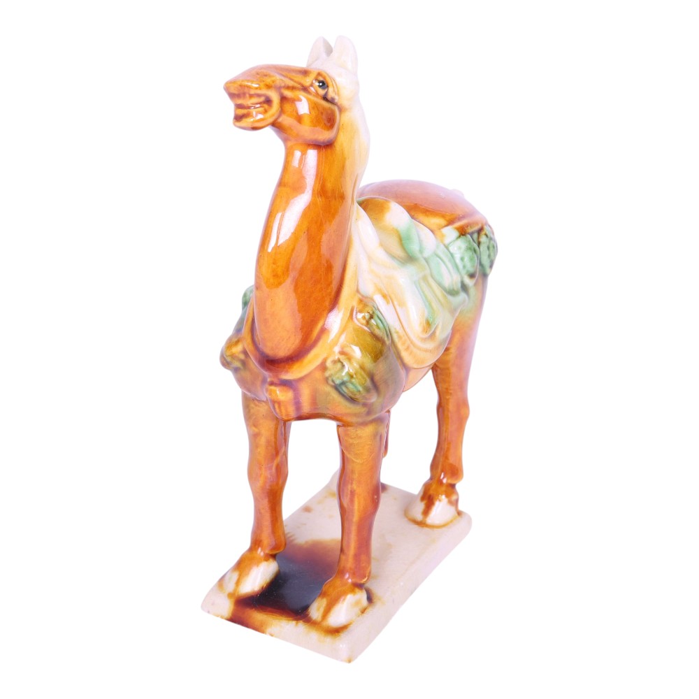 Tang Dynastie Paardenbeeld - Sancai Driekleurig Glazuur