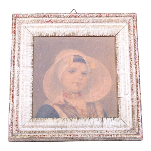 Portret van Meisje in Klederdracht - Vintage Ingelijste Prent