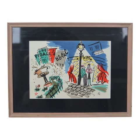 Pigalle - Parijse Straatscene - Kleurenlitho (Ingelijst)