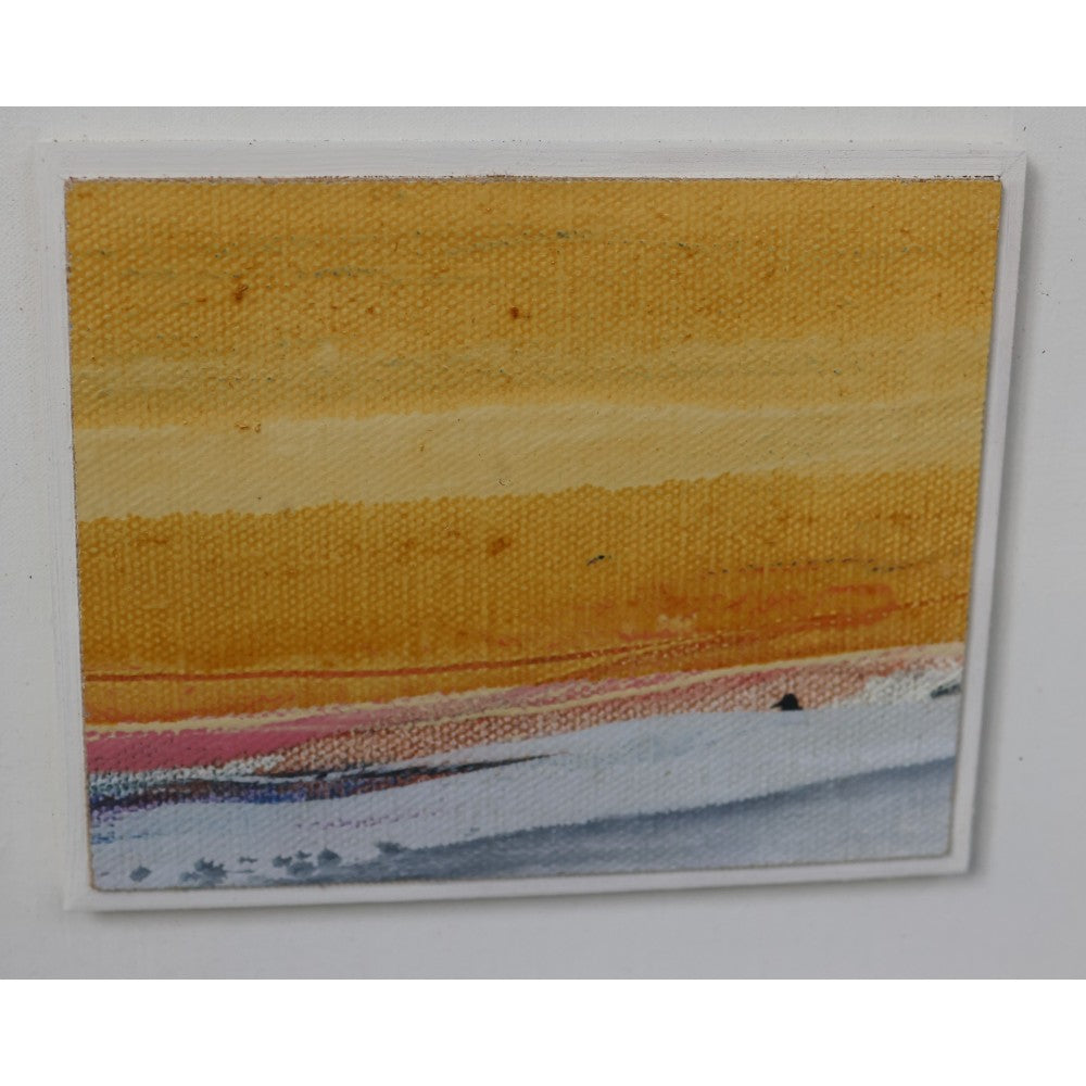 Abstract Kustlandschap bij Zonsondergang - Origineel Schilderij op Canvas
