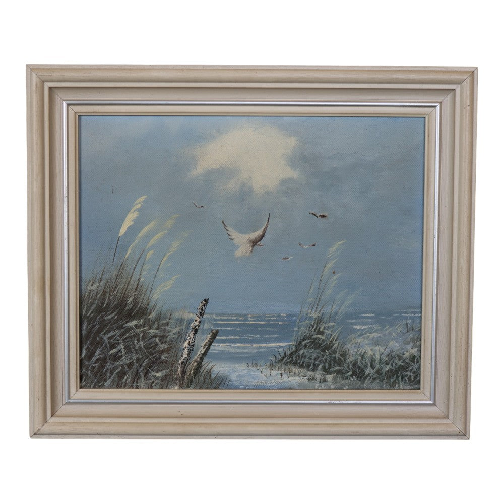 Olieverfschilderij Duinlandschap met Meeuwen aan Zee