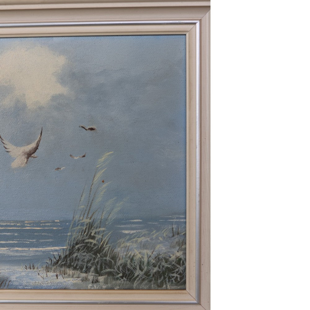 Olieverfschilderij Duinlandschap met Meeuwen aan Zee
