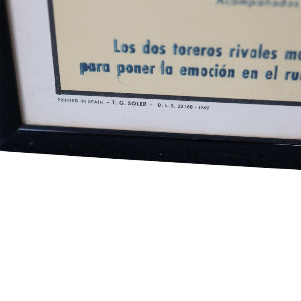 Stierenvechtposter Algeciras 1971 - El Cordobes & Miguelin (Ingelijst)