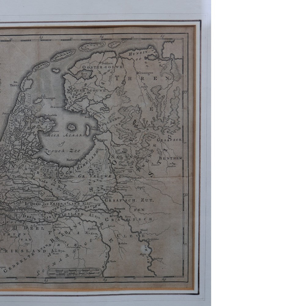 Oude Kaart der nu Vereenigde Nederlanden - Isaak Tirion 1749 (Ingelijst)