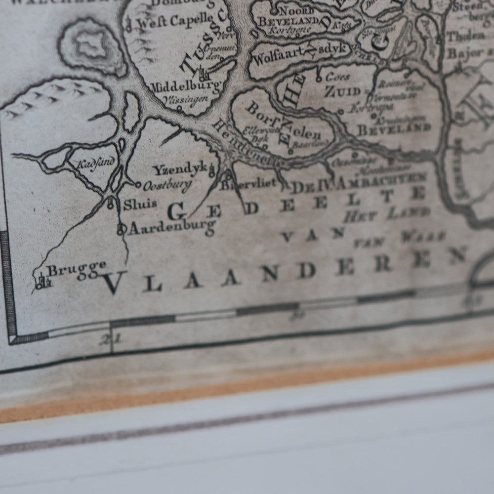 Oude Kaart der nu Vereenigde Nederlanden - Isaak Tirion 1749 (Ingelijst)