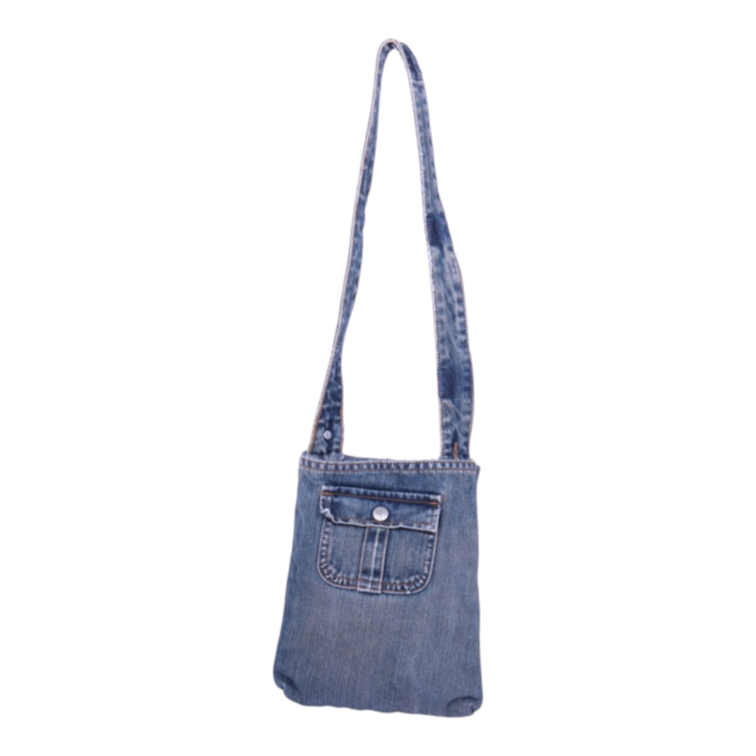 Upcycled Denim Schoudertas met Patchwork - Blauw Multicolor